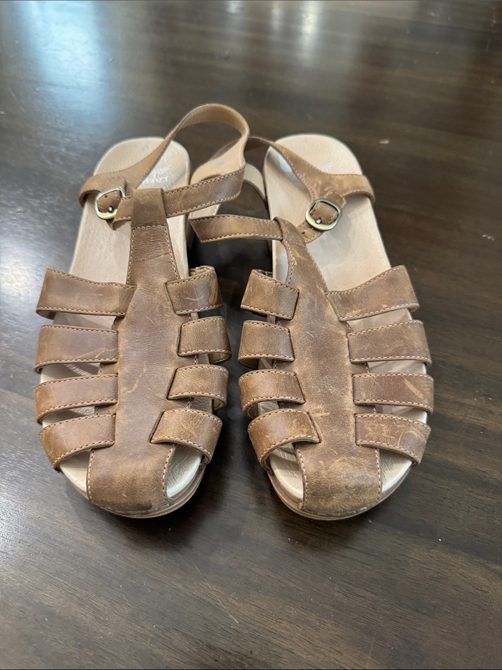 Dansko Brown Leather Strappy Slingback Sandals